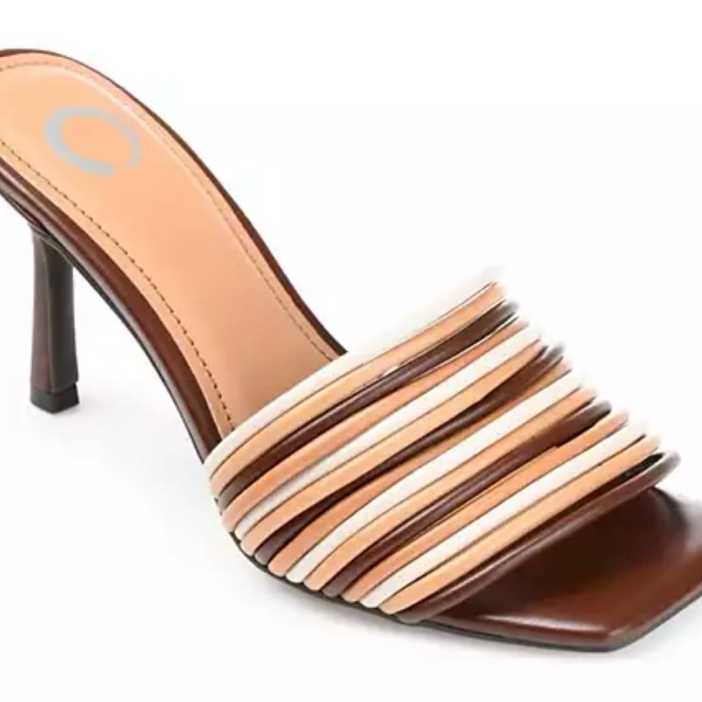Chic Brown Beige Strappy Heels